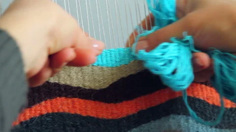 Woman working at weaving Stock Footage 64801385