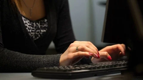 Woman works at the computer Stock Footage 71789798