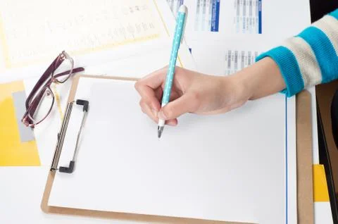 Woman to write Stock Photos