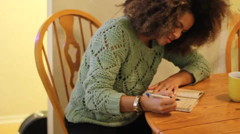 Woman Writes in Diary Stock Footage 38969698