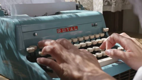 Woman Writes On Typewriter Stock Footage 208752210