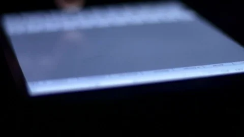Woman Writing An E-mail On Tablet Computer, Fingers Reflection On Touch Screen Video stock 70166368