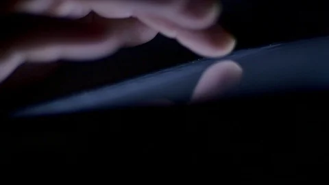 Woman Writing An E-mail On Tablet Computer, Fingers Reflection On Touch Screen Stock Footage 70166381