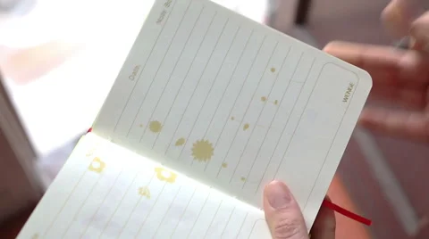 Woman writing in a notebook  things to do and  good intentions Stock-Footage 55630318