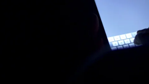 Woman Writing Notes On Her Tablet Computer In The Middle Of The Night, Insomnia Stock-Footage 70165101