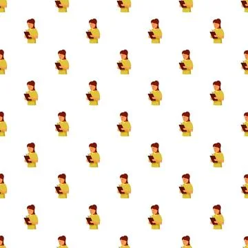 Woman writing notes seamless pattern background Illustrazione stock