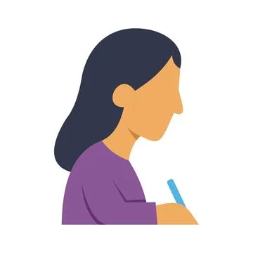 Woman writing notes for study or work Stock Illustration
