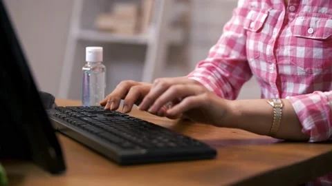 Woman writing something on the computer. Stock Footage 132079114
