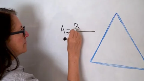 Woman Writing Triangle Area Formula On Whiteboard. Mathematical Concept Stock Footage 305663192