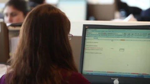 Woman's back in front of screen Video stock 77046691