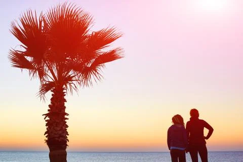 Woman's on the beach Stock Photos
