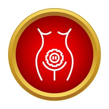 Woman's body with gear icon symbolizing biological clock Stock Illustration