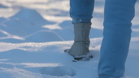 Woman's boots in the snow Stock Footage 231795245