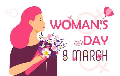 Woman's day concept vector on flat style. Event is celebrated in 8th March Gi Illustrazione stock