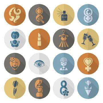 Womans Day Icon Set Design Elements for International Womens Day March 8, ... Stock Photos