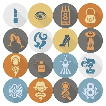 Womans Day Icon Set Design Elements for International Womens Day March 8, ... Stock Photos