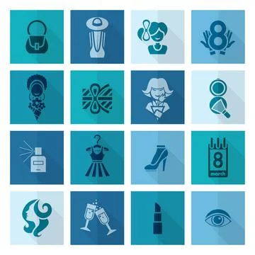 Womans Day Icon Set Design Elements for International Womens Day March 8, ... Stock Photos