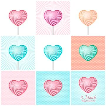 Womans day Vector cards templates. Women labels or posters Stock Illustration