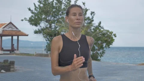 Womans  exercises outdoor Stock Footage 111458045