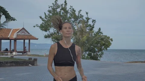 Womans  exercises outdoor Stock Footage 111458052