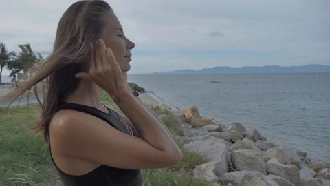 Womans  exercises outdoor Stock Footage 111458456