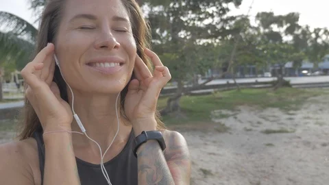 Womans  exercises outdoor Stock Footage 111458674