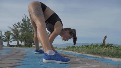 Womans  exercises outdoor Stock Footage 111458885