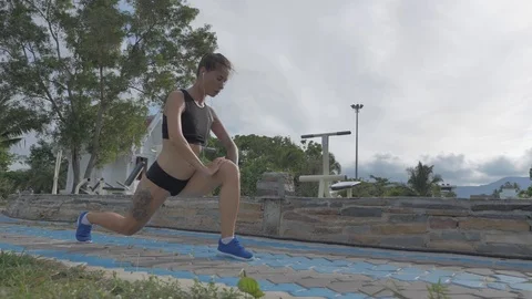Womans  exercises outdoor Stock Footage 111459236