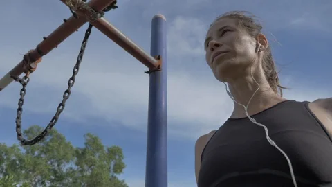 Womans  exercises outdoor Stock Footage 111460471