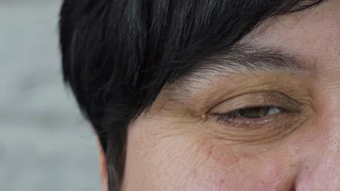 Woman's eye, half-face portrait. Close-up of a woman's face with brown eyes Stock Footage 232948669