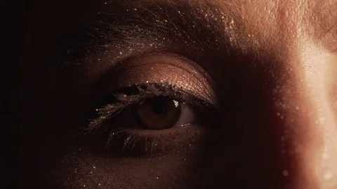 Womans Eye Makeup Closeup Glitter Sparkle Glamour 10 Stock-Footage 112976932