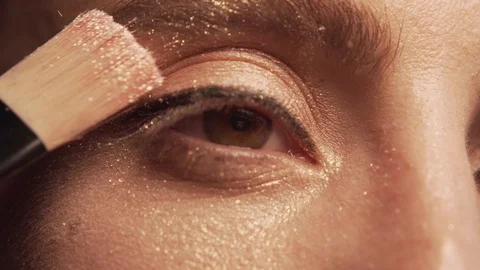 Womans Eye Makeup Closeup Glitter Sparkle Glamour 3 Stock-Footage 112977268