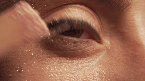 Womans Eye Makeup Closeup Glitter Sparkle Glamour 2 Stock-Footage 112977365