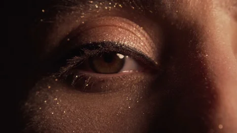 Womans Eye Makeup Closeup Glitter Sparkle Glamour 6 Stock-Footage 112977540