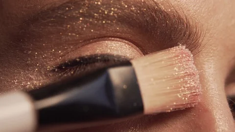 Womans Eye Makeup Closeup Glitter Sparkle Glamour 5 Stock-Footage 112977752