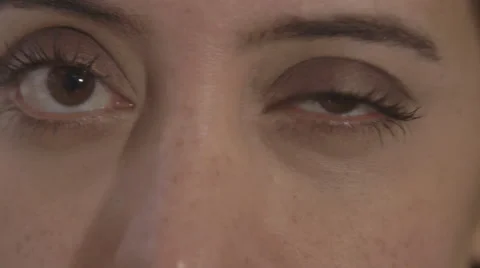 Womans Eyes Looking Up and Down and Wink Stock Footage 47572115