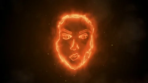 Woman's face appearing in fire 動画素材 102667946