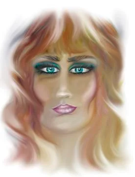 Woman's face close-up and vibrant aquamarine eyes Illustration Stock Illustration