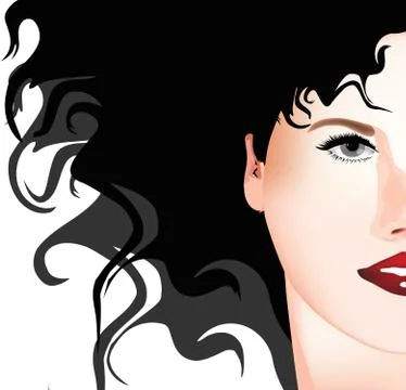 Woman's face in close-up dark complexion Stock Illustration