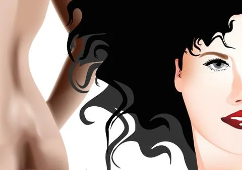 Woman's face in close-up dark complexion Stock Illustration
