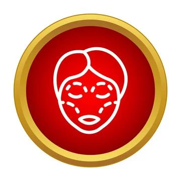 Woman's face considering cosmetic surgery procedure icon Stock Illustration