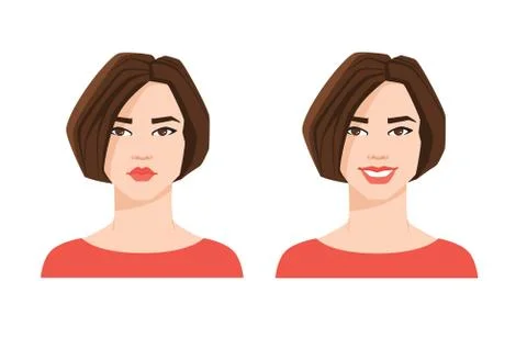 Woman's face with different emotions Stock Illustration
