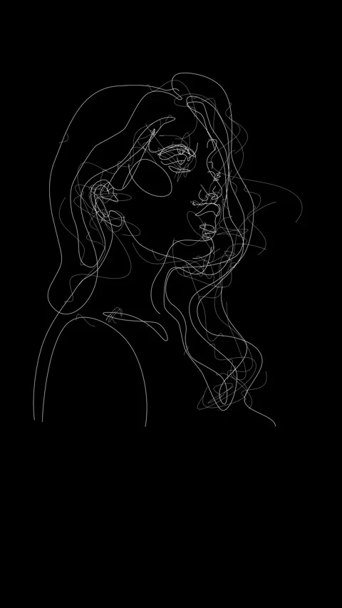 Woman's Face Emerging from Chaotic White Scribble Lines. Stock Footage 332855059