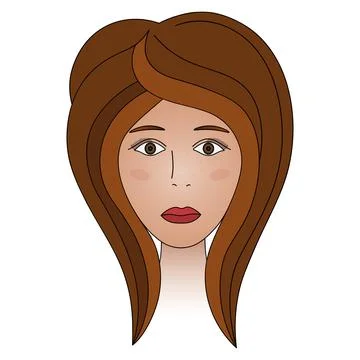 Womans face. Lady full face. Colored vector illustration. Illustrazione stock