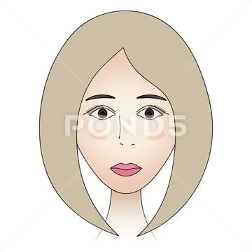 Womans face. Lady full face. Colored vector illustration.: Royalty Free ...