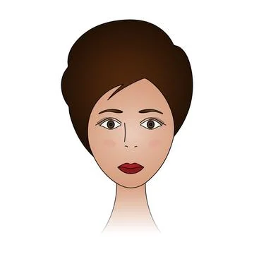 Womans face. Lady full face. Colored vector illustration. Stock Illustration