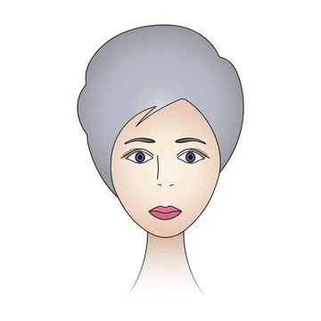 Womans face. Lady full face. Colored vector illustration. Stock Illustration