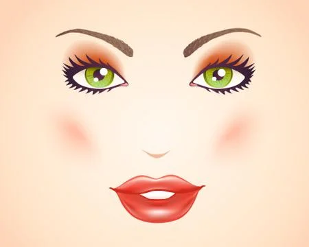 Woman's face with makeup. Stock Illustration