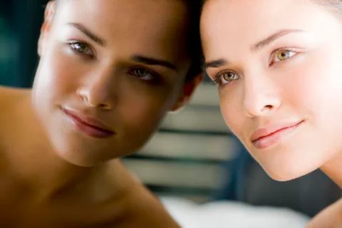 Woman's face in a mirror Foto stock