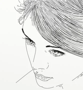 A woman's face, with particulars of lips and eyes, designed for cosmetics Stock Illustration